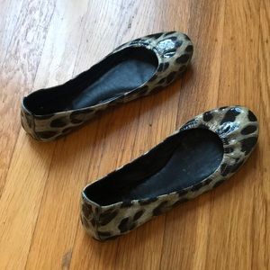 Tory Burch Minnie Flats - size 7, grey cheetah
